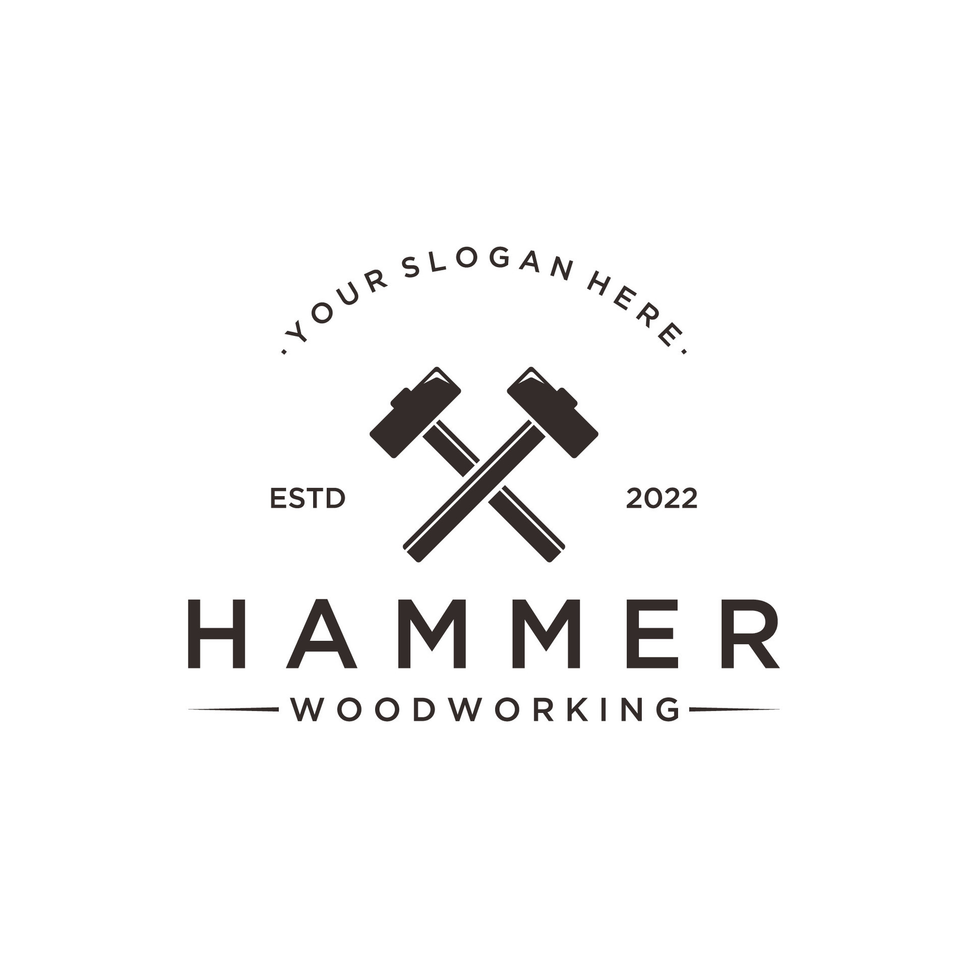 Retro vintage crossed hammer and nails logo template design.Logo for