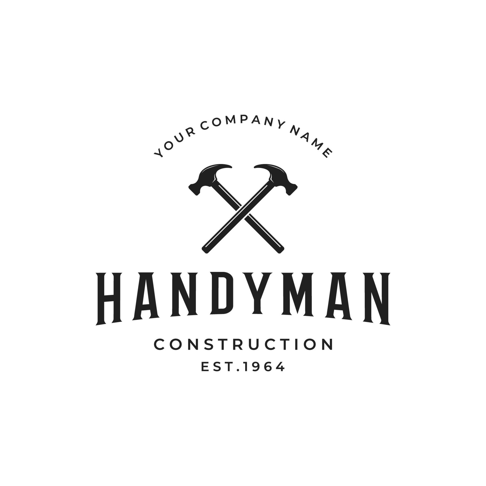 Retro vintage crossed hammer and nails logo template design.Logo for