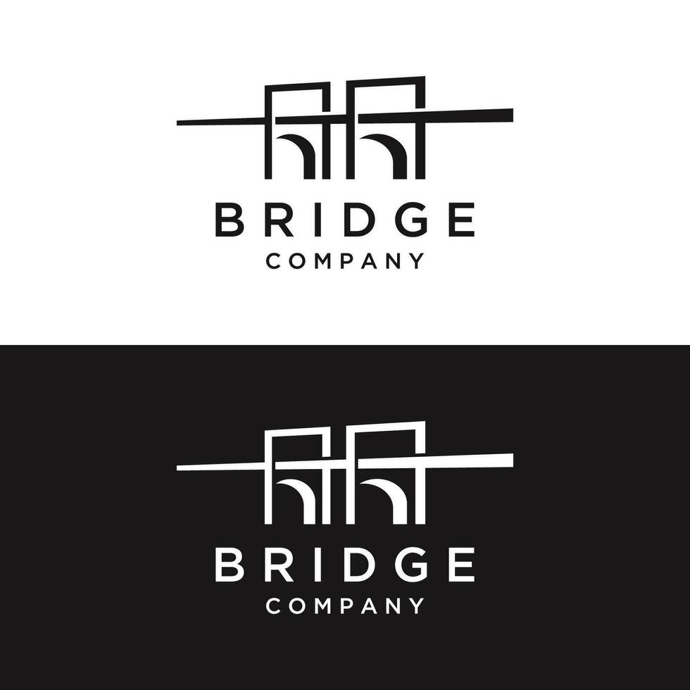 Bridge building construction abstract logo template design with creative idea. vector