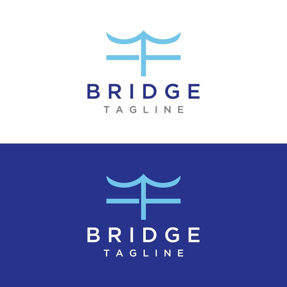 Bridge building construction abstract logo template design with creative idea. vector