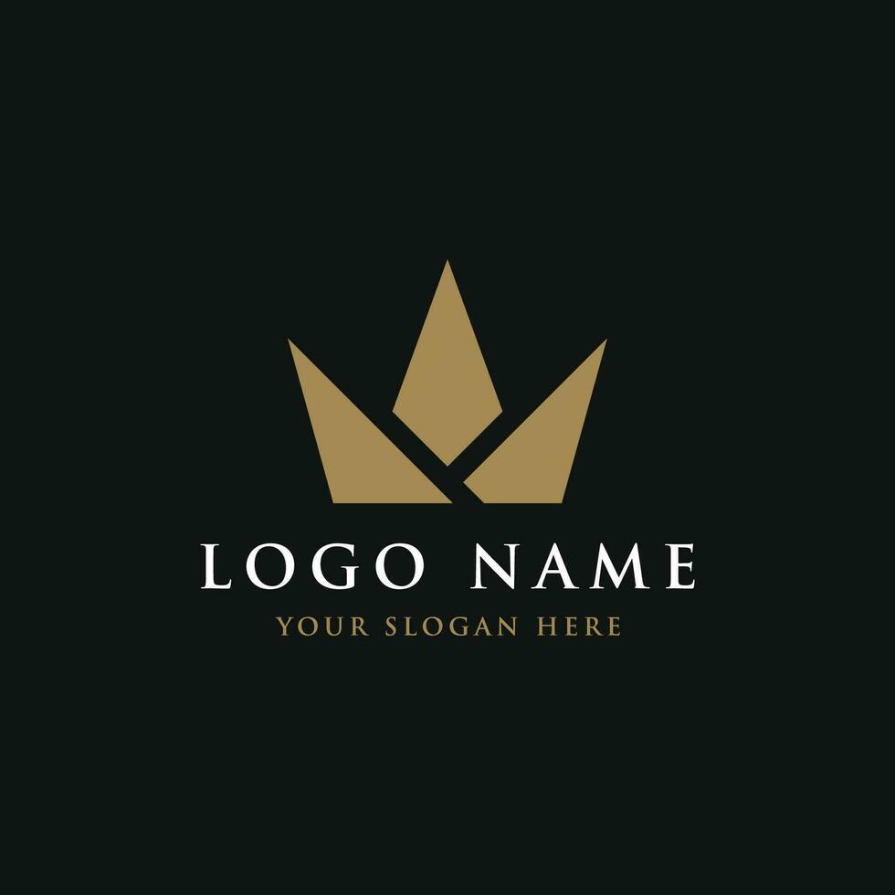 Vintage Golden Royal Crown logo template design with elegant and luxury geometric creative idea.Logo for business, beauty and salon. vector