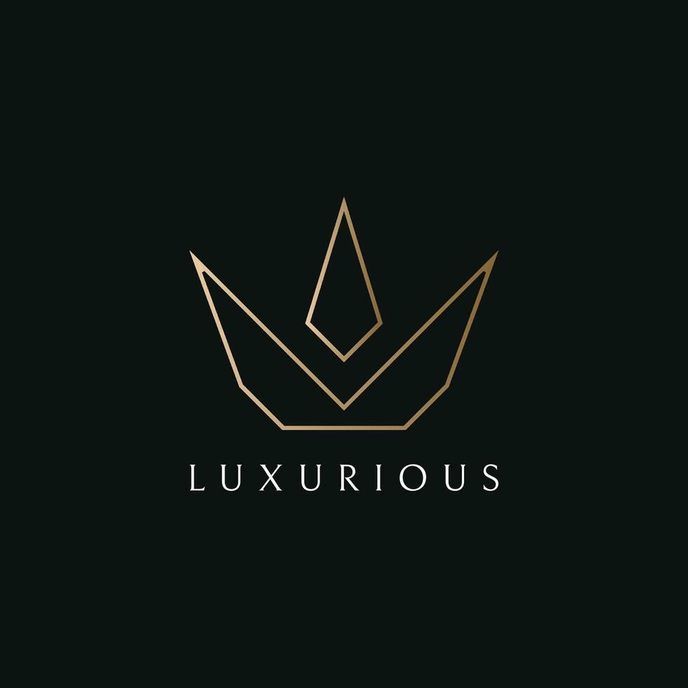 Vintage Golden Royal Crown logo template design with elegant and luxury geometric creative idea.Logo for business, beauty and salon. vector