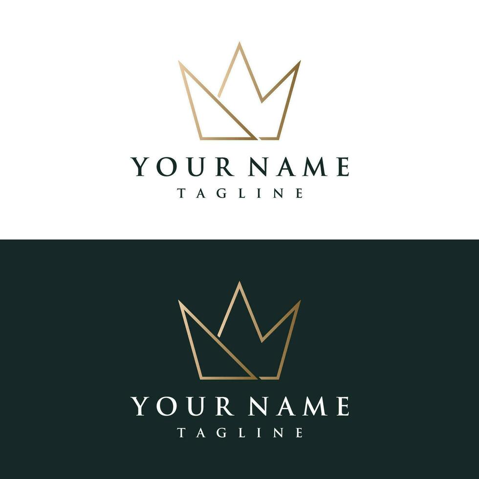Vintage Golden Royal Crown logo template design with elegant and luxury geometric creative idea.Logo for business, beauty and salon. vector