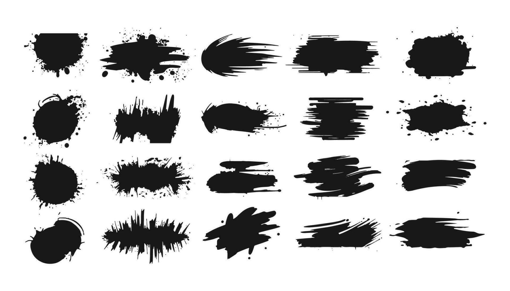 Set of vector Paint ink brush Texture Collection. Hand drawing grunge ink splatter collection