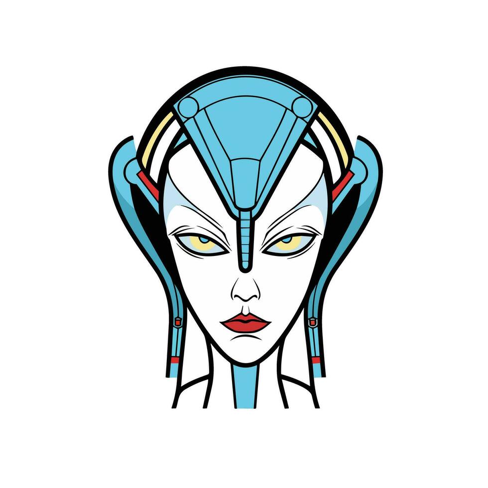 The Face of Evil An Image of a Dark and Dangerous Female Alien Villain vector