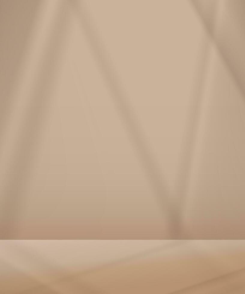 Background Studio Podium Display with Shadow Line,Light reflection on Beige Background,Vector Empty Wall Room with Sunlight,Vertical Banner for Food and Drink Product in Autumn Sale,Winter Festival vector