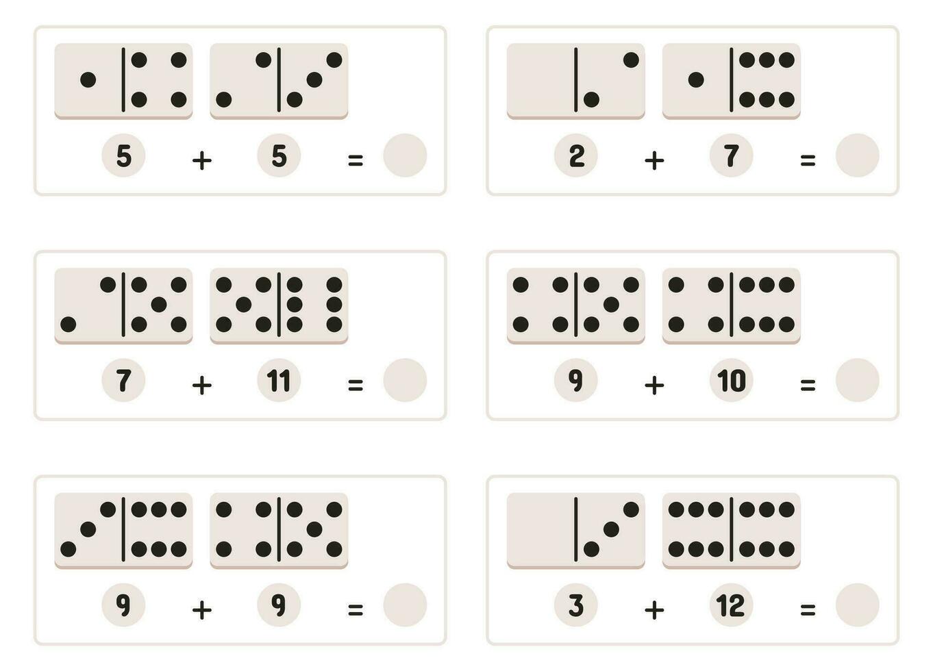 Math Exercises With Domino Pieces vector