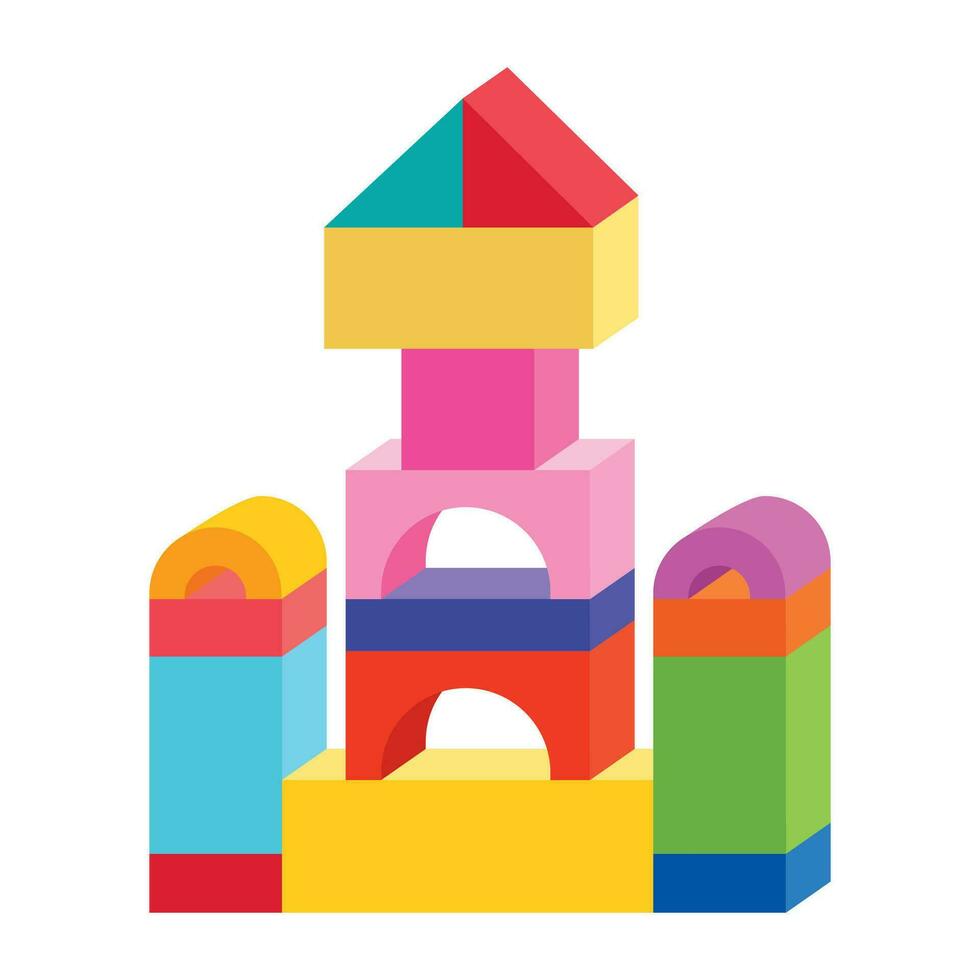 Colorful Flat Building Game Blocks vector