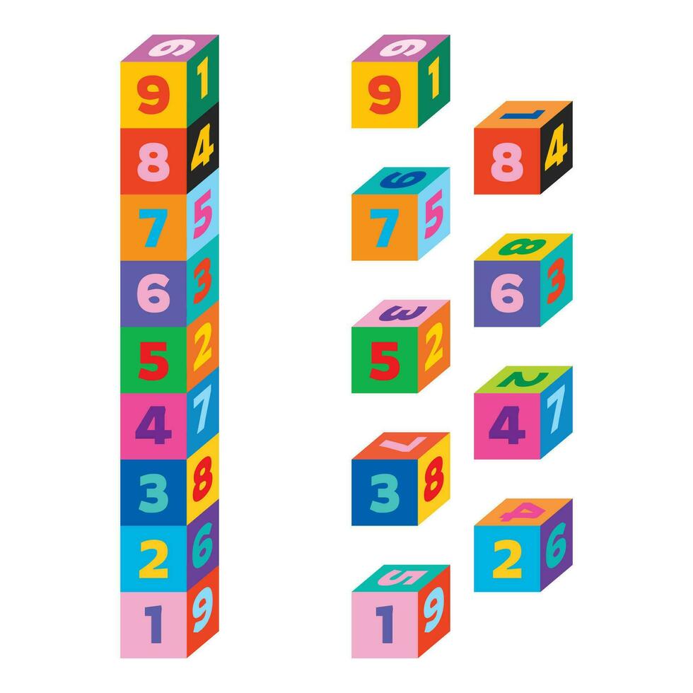 Colorful Game Blocks For Kids vector