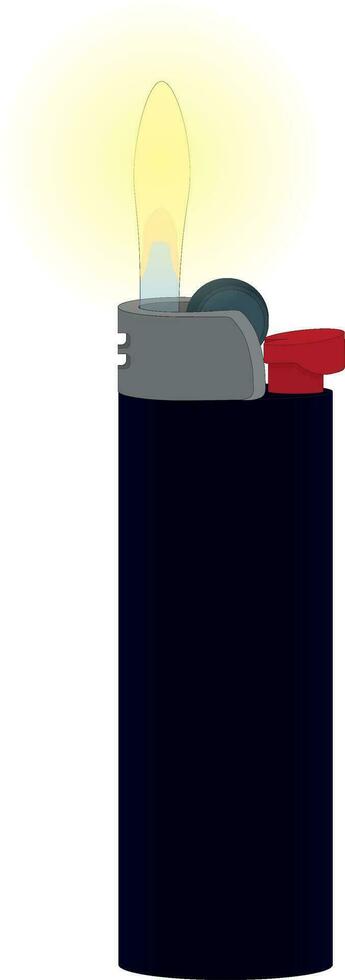 Blue gas lighter with fire vector illustration