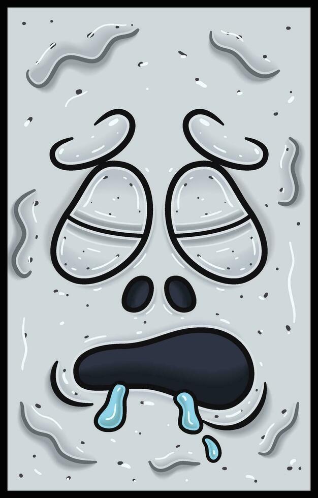 Sleepy Expression of White Ghost Face Expression Character Cartoon. Wallpaper, Cover, Label and Packaging Design. vector