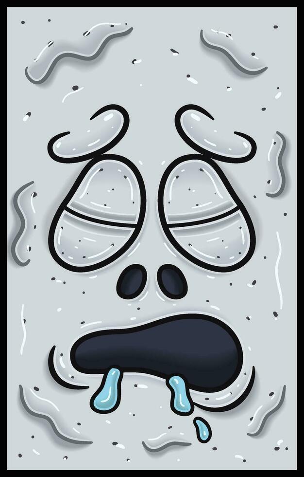 soñoliento expresión de blanco fantasma cara expresión personaje dibujos animados. fondo de pantalla, cubrir, etiqueta y embalaje diseño. vector