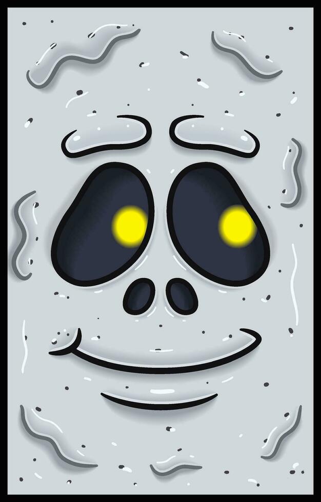 Hopeful Expression of White Ghost Face Expression Character Cartoon. Wallpaper, Cover, Label and Packaging Design. vector