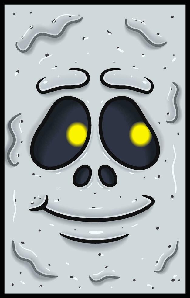 esperanzado expresión de blanco fantasma cara expresión personaje dibujos animados. fondo de pantalla, cubrir, etiqueta y embalaje diseño. vector