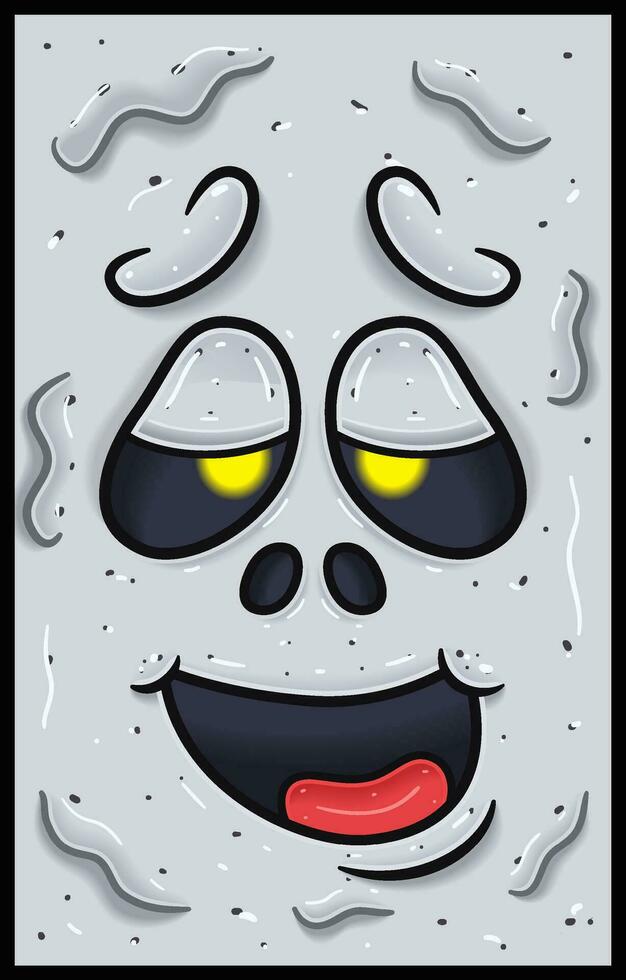 alto expresión de blanco fantasma cara expresión personaje dibujos animados. fondo de pantalla, cubrir, etiqueta y embalaje diseño. vector