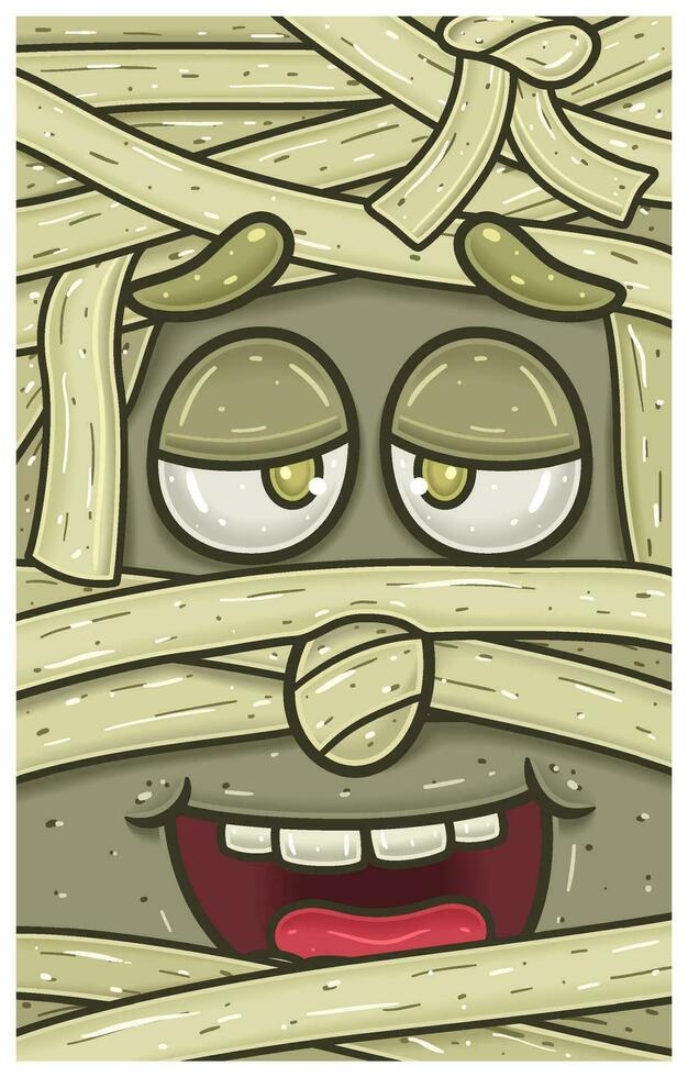 High Expression of Mummy Face Expression Character Cartoon. Wallpaper, Cover, Label and Packaging Design. vector