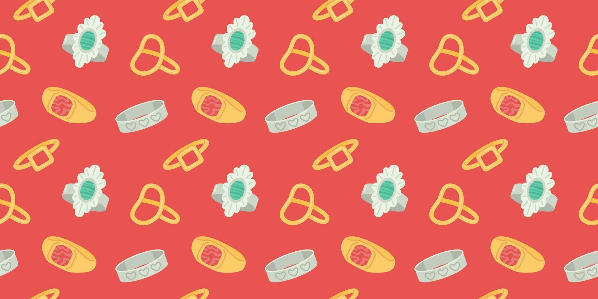 Seamless pattern with beautiful jewelry rings. vector