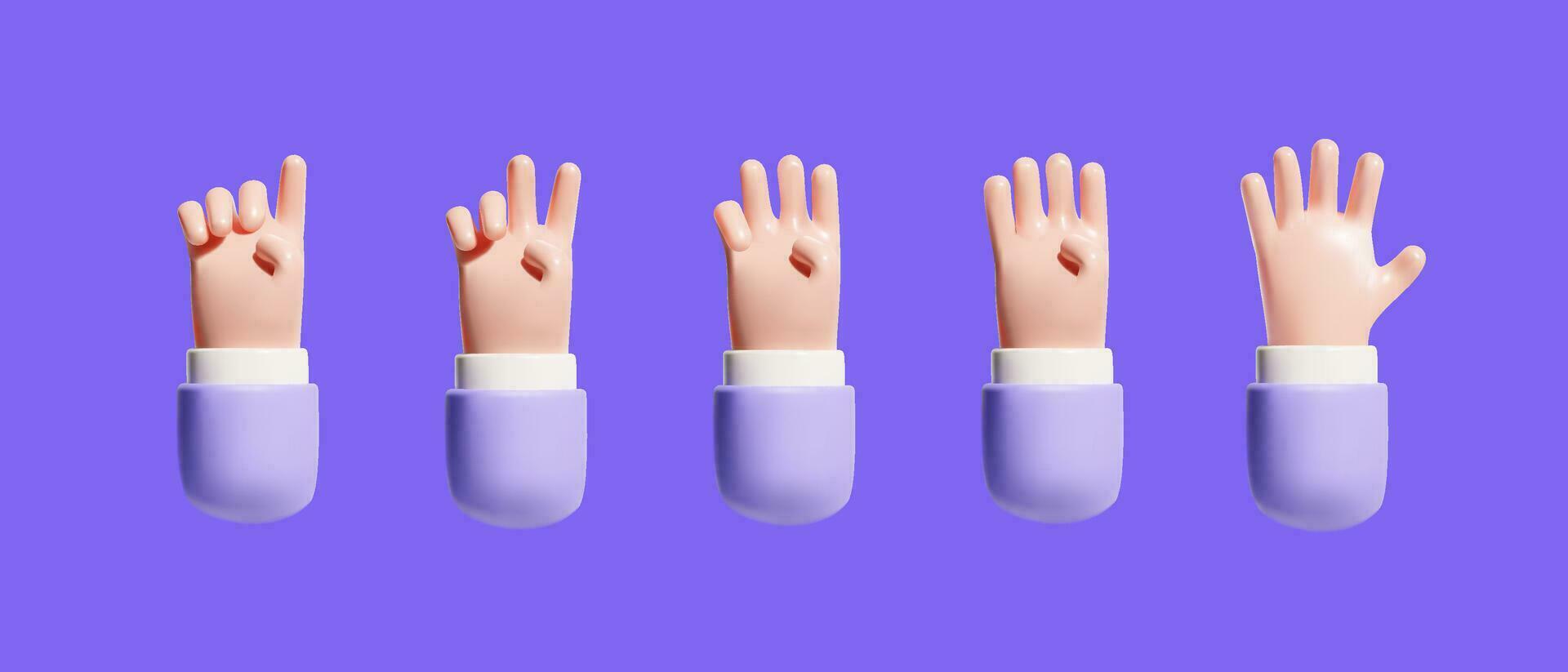 3d conjunto de manos señalando dedos gestos vector