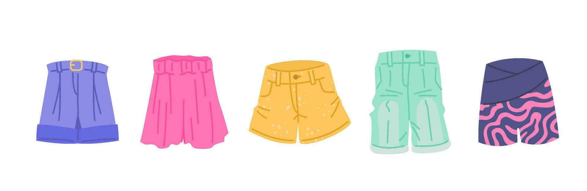 Set of women s shorts isolated on a white background. vector