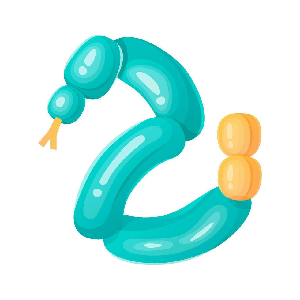 Cute balloon toy in shape of snake on white background. vector