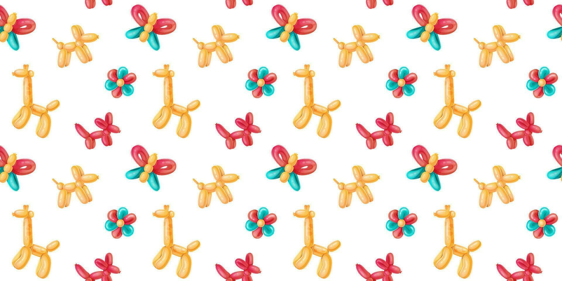 Seamless pattern with animals balloons on a white background. vector