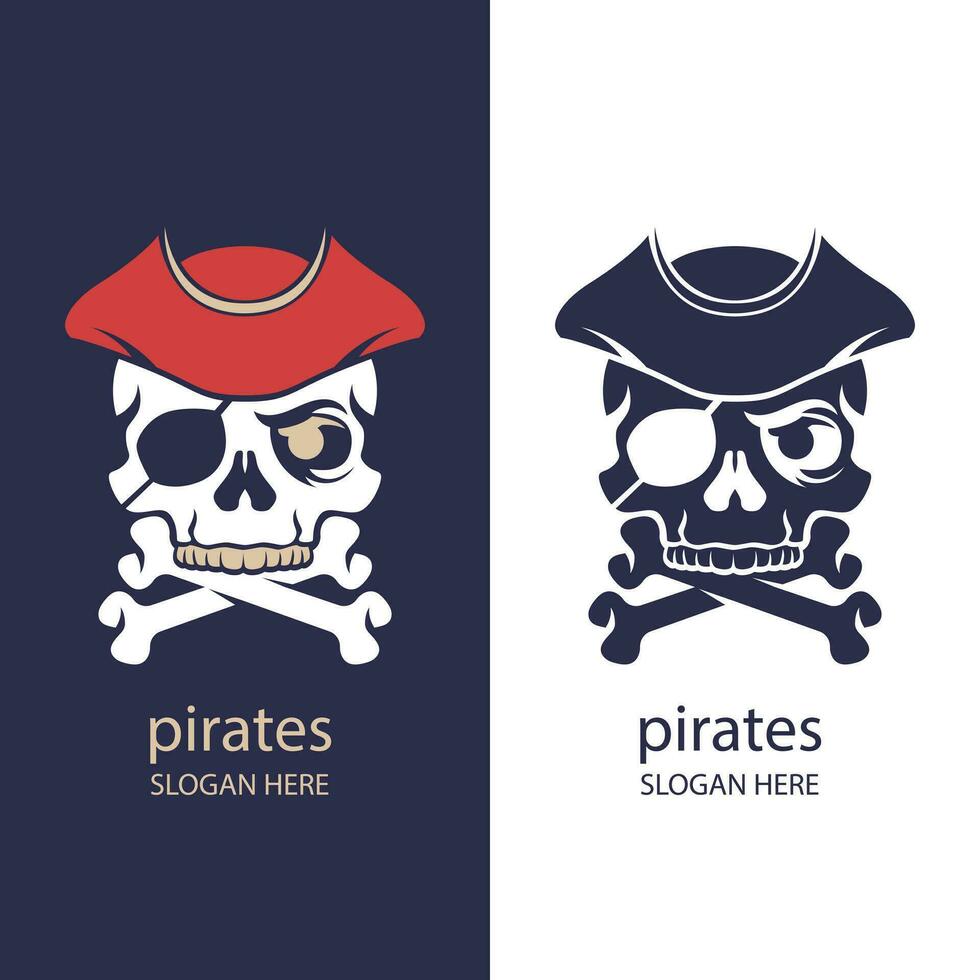 flat design pirate logo template vector