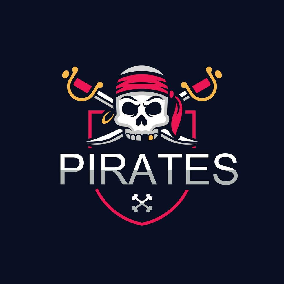 flat design pirate logo template vector