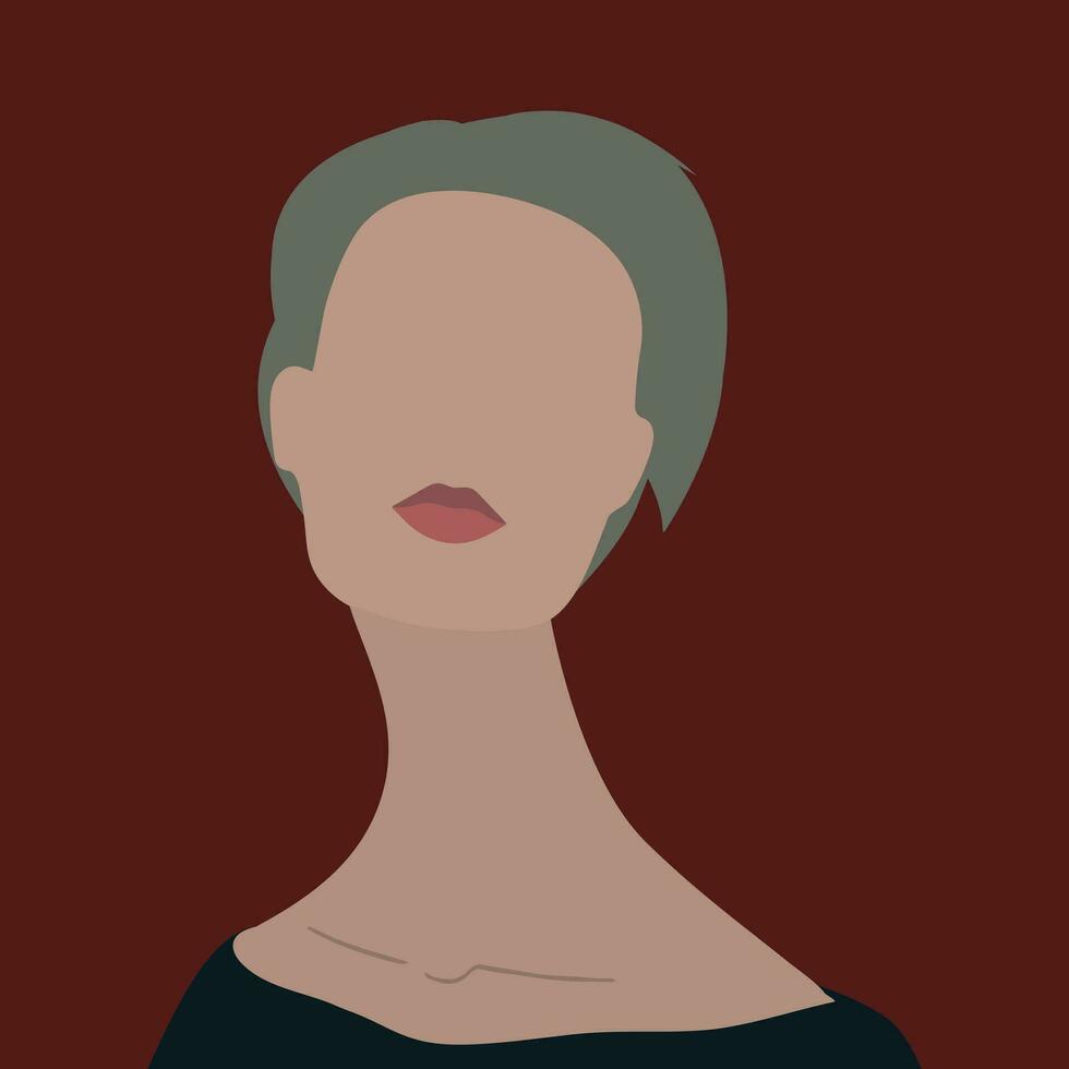 Abstract faceless portrait of a young woman in pale colors. Vector illustration in flat style