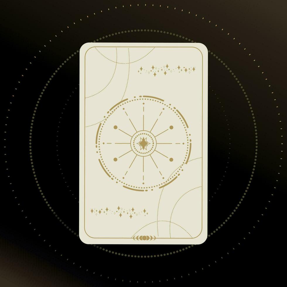 Gold and white Tarot card with a star on a black background with stars. Tarot symbolism. Mystery, astrology, esoteric vector