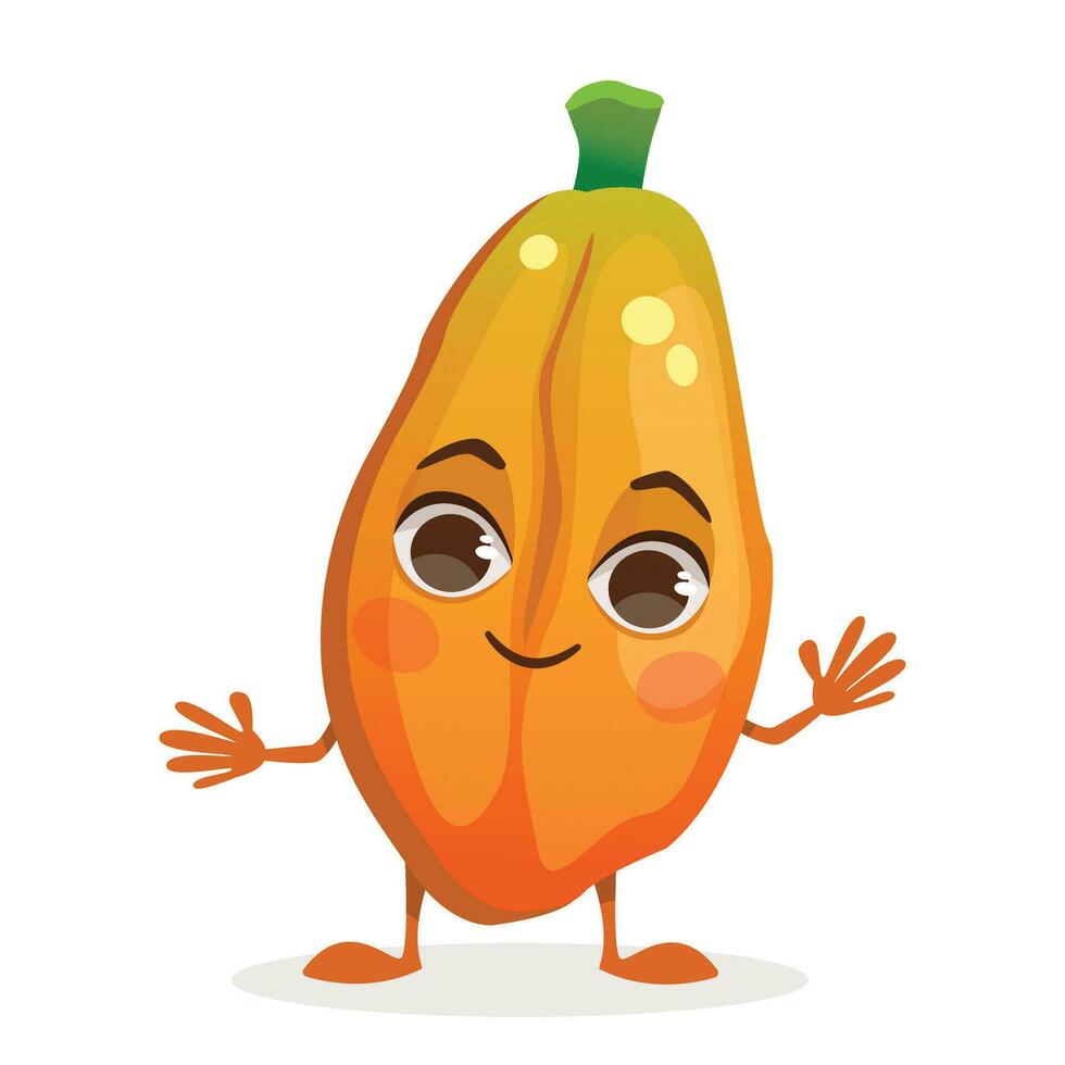 dibujos animados personaje Fruta - papaya. Fruta con rostro, brazos y piernas. vector gráfico.