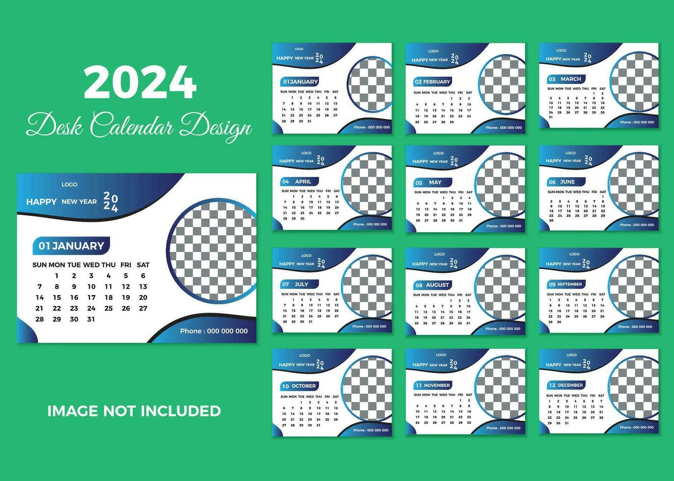 nuevo de moda 2024 escritorio calendario diseño modelo. vector