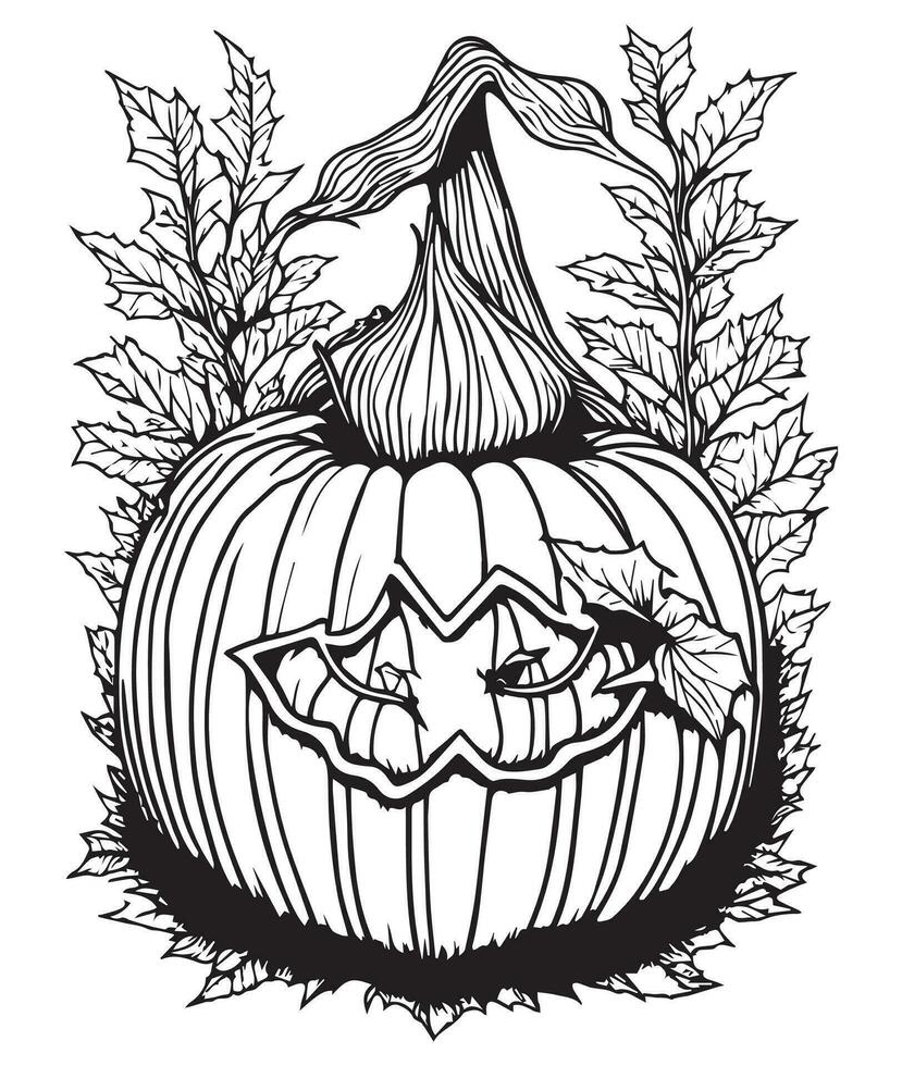 Halloween Pumpkin Coloring Pages. vegetable coloring page. pumpkin line art. vegetable line art vector