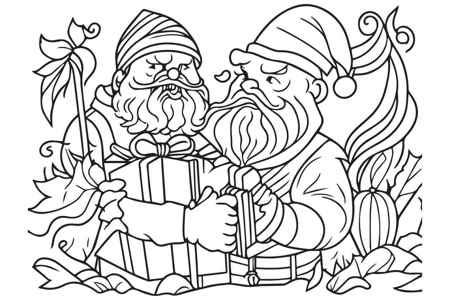 Santa Claus coloring page. Christmas coloring page. Santa clause outline clip art vector