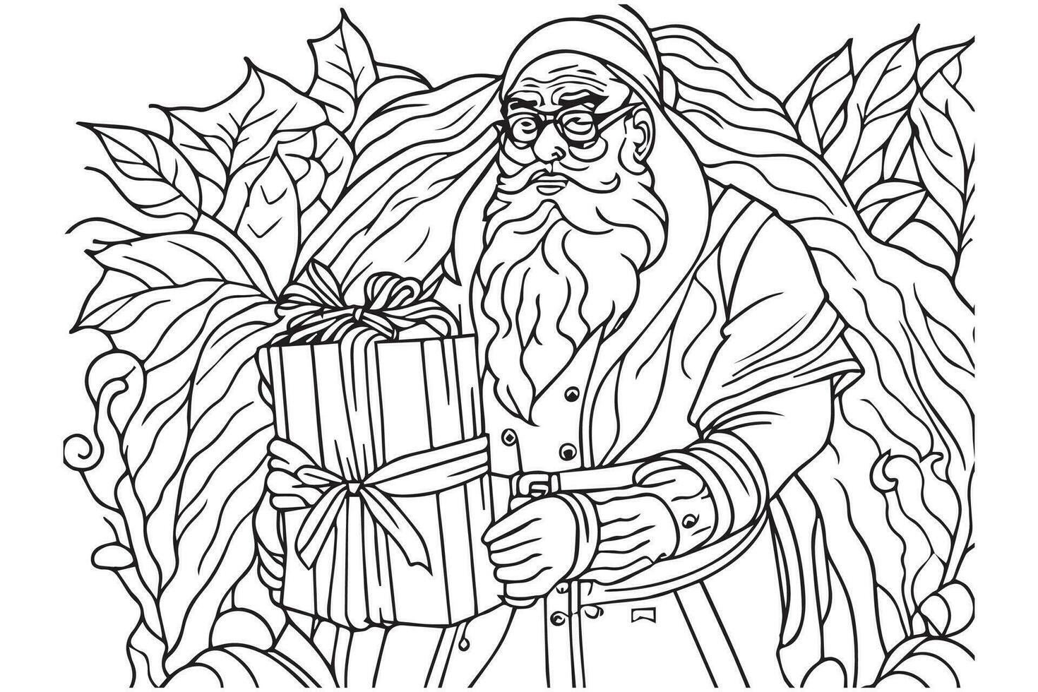 Santa Claus coloring page. Christmas coloring page. Santa clause outline clip art vector