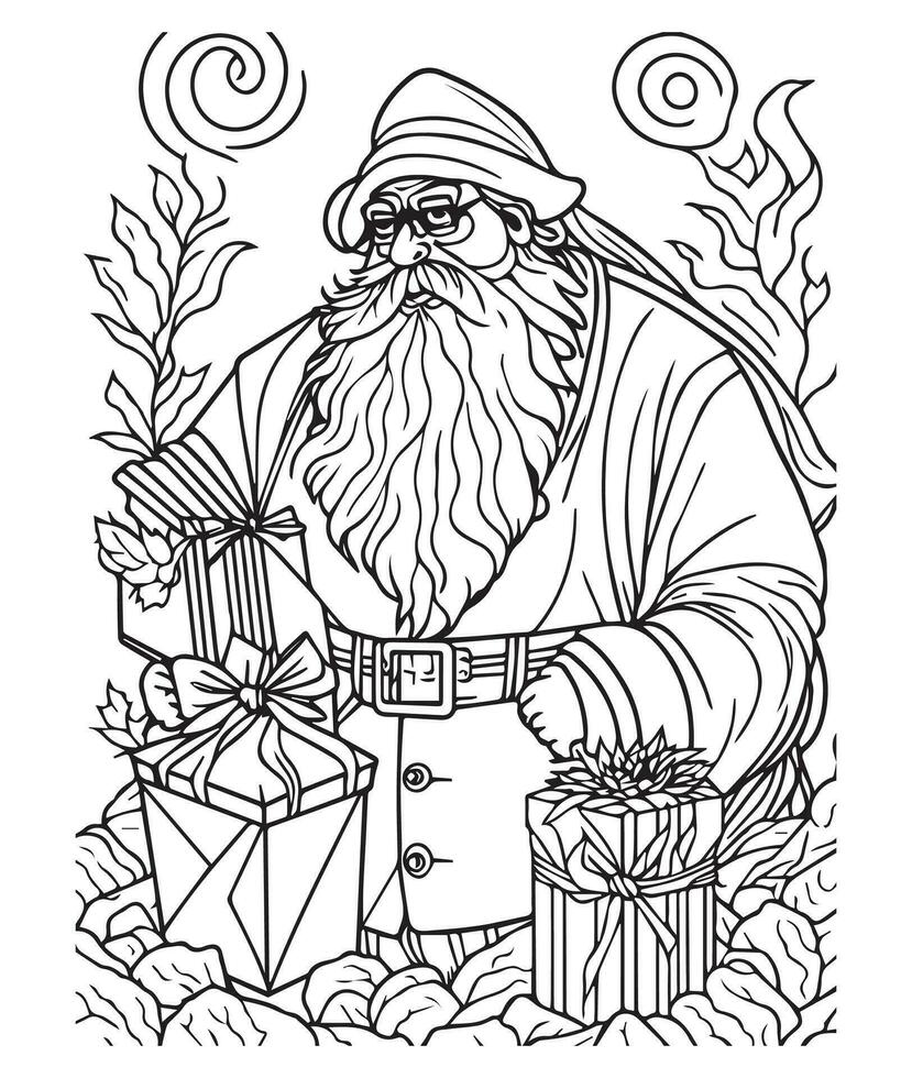 Santa Claus coloring page. Christmas coloring page. Santa clause outline clip art vector