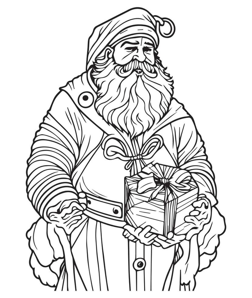 Santa Claus coloring page. Christmas coloring page. Santa clause outline clip art vector