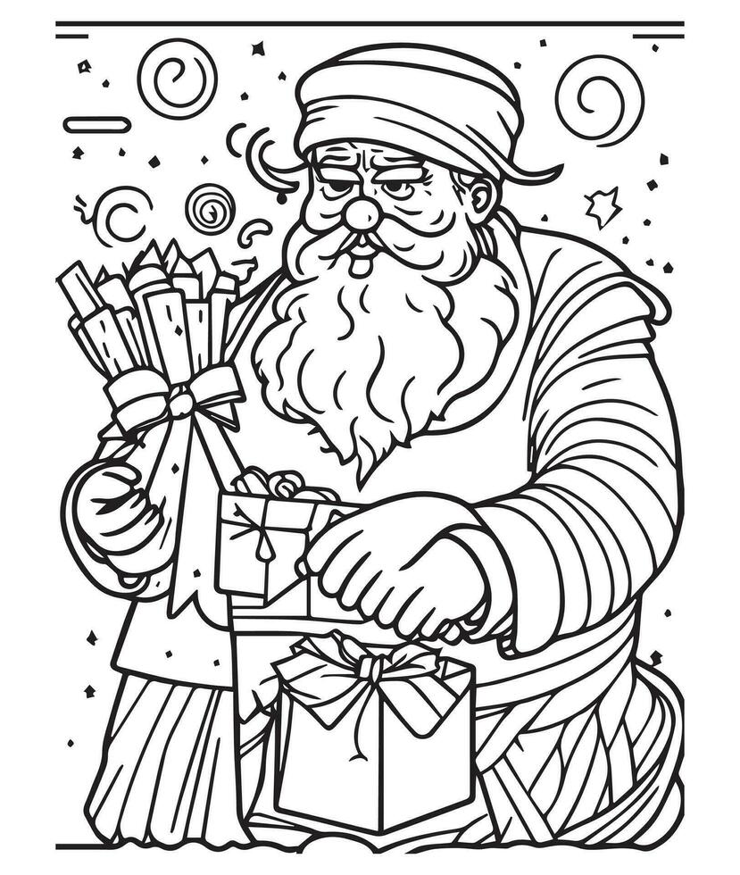 Santa Claus coloring page. Christmas coloring page. Santa clause outline clip art vector