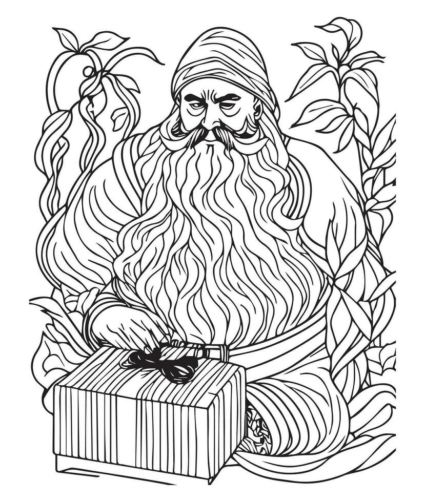 Santa Claus coloring page. Christmas coloring page. Santa clause outline clip art vector