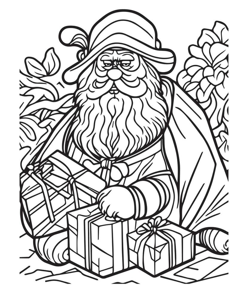 Papa Noel claus colorante página. Navidad colorante página. Papa Noel cláusula contorno acortar Arte vector