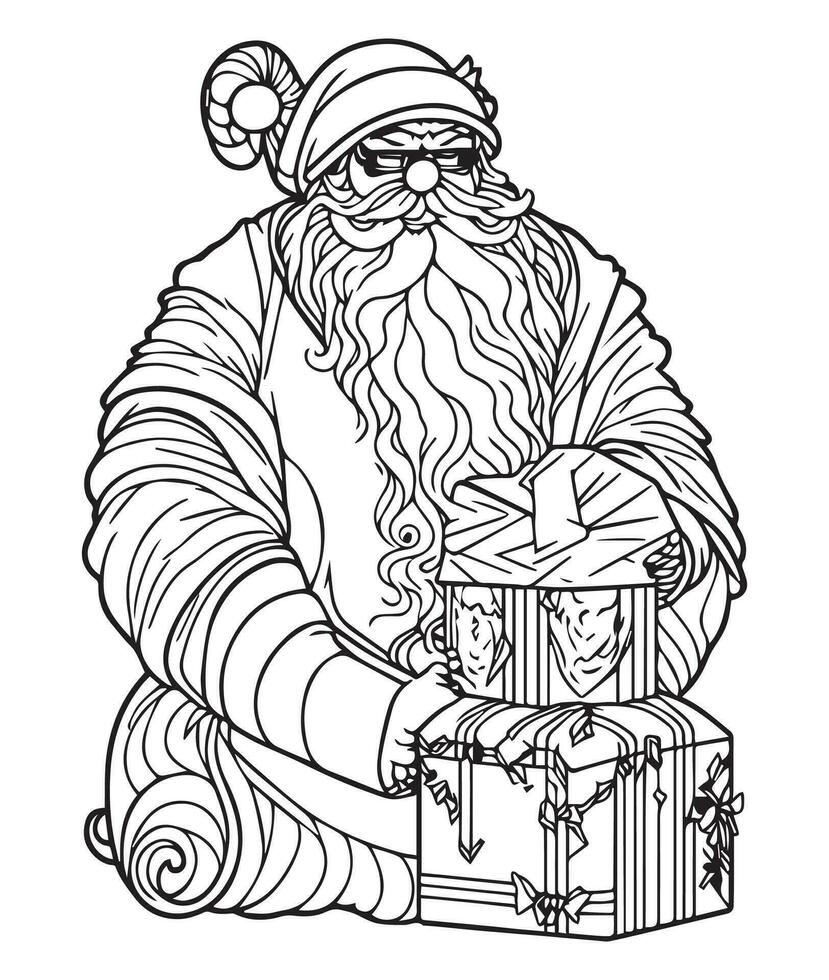 Santa Claus coloring page. Christmas coloring page. Santa clause outline clip art vector