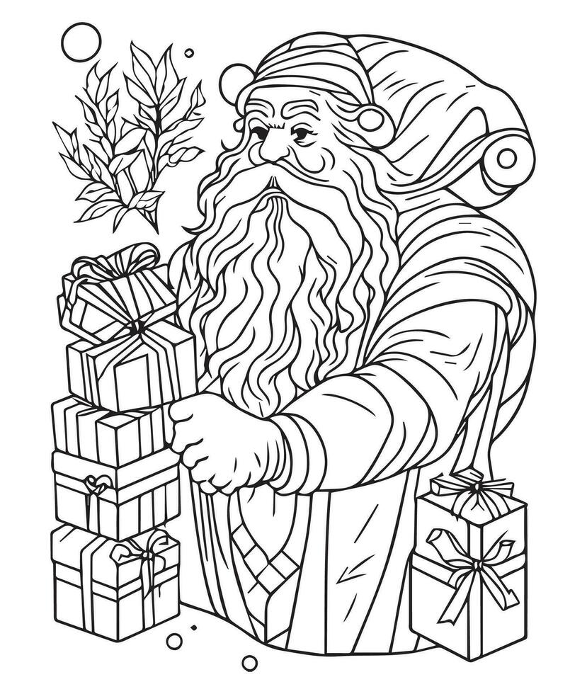 Santa Claus coloring page. Christmas coloring page. Santa clause outline clip art vector