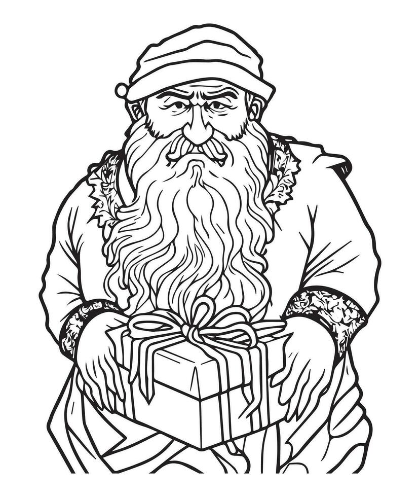 Santa Claus coloring page. Christmas coloring page. Santa clause outline clip art vector