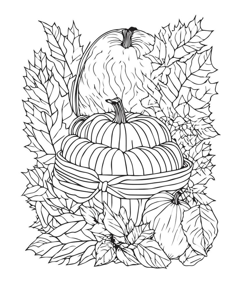 Halloween Pumpkin Coloring Pages.  vegetable coloring page. pumpkin line art. vegetable line art vector