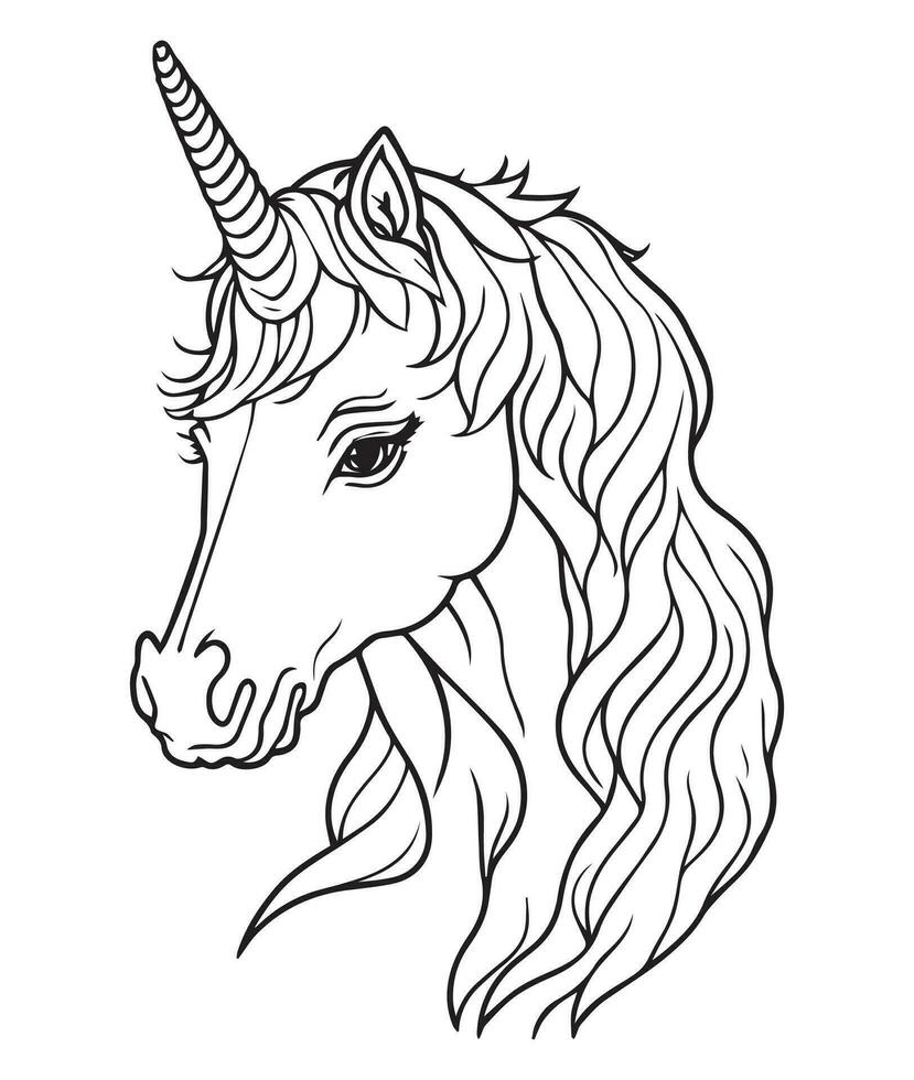 Cute Unicorn Coloring Pages for Kids vector