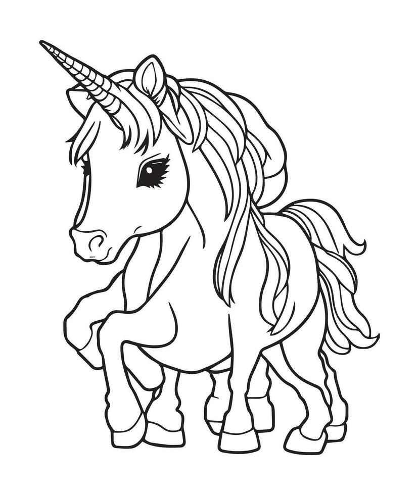 Cute Unicorn Coloring Pages for Kids 25769729 Vector Art at Vecteezy