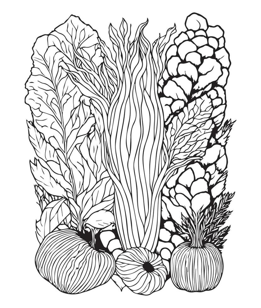 Halloween Pumpkin Coloring Pages.  vegetable coloring page. pumpkin line art. vegetable line art vector