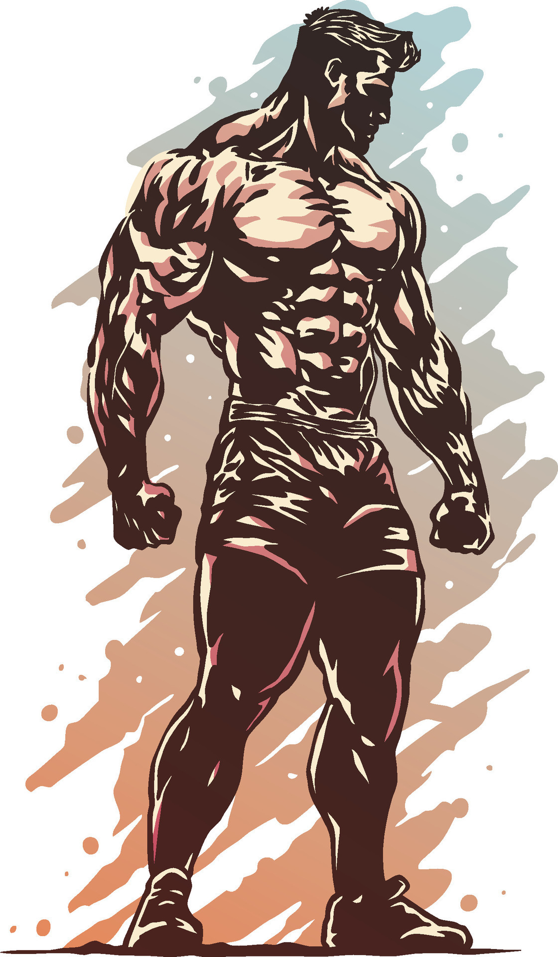 Body builder athlete with a cool pose and with a vibrant colors