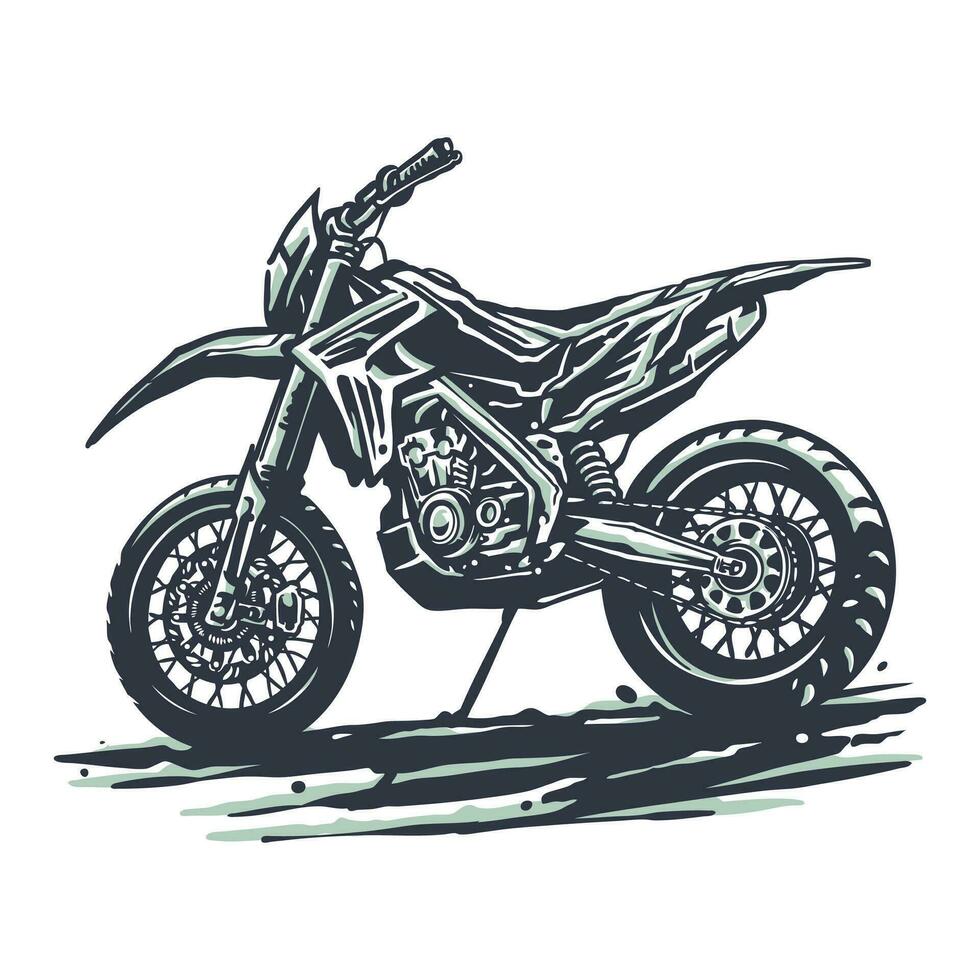 súper moto bicicleta motocicleta mano dibujado ilustración vector