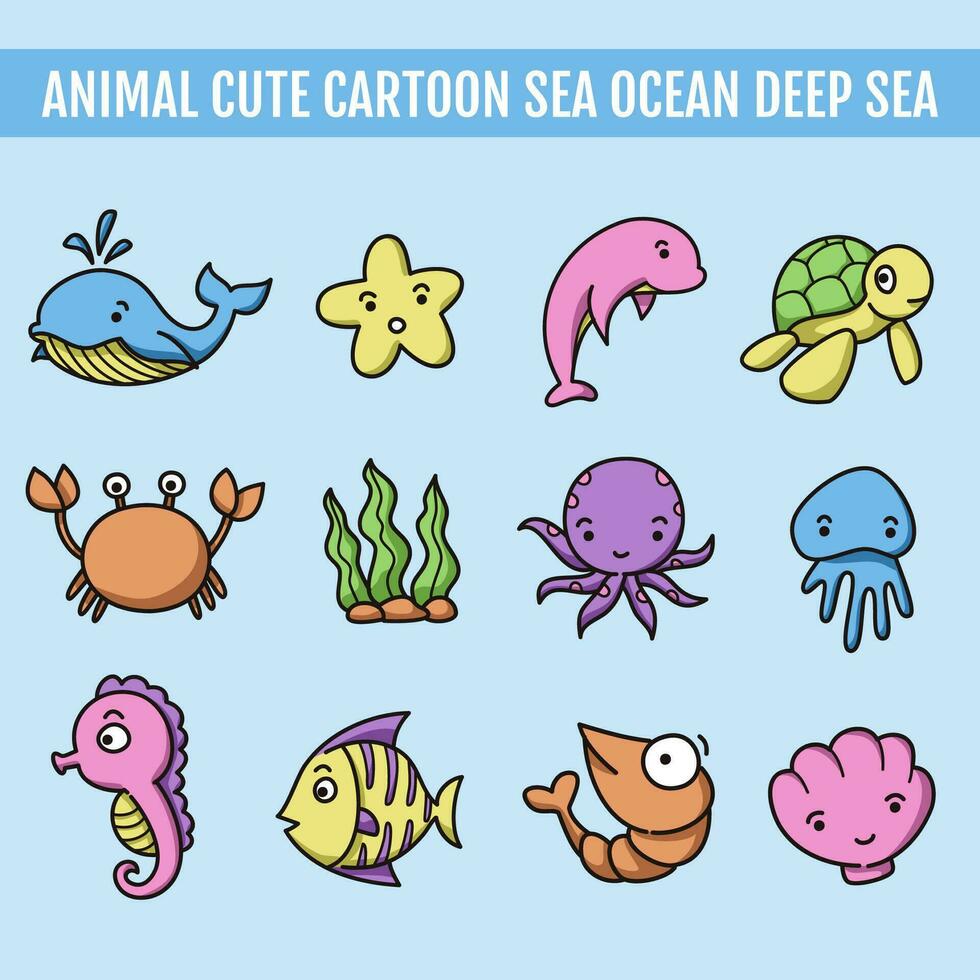animal linda dibujos animados mar Oceano profundo mar vector