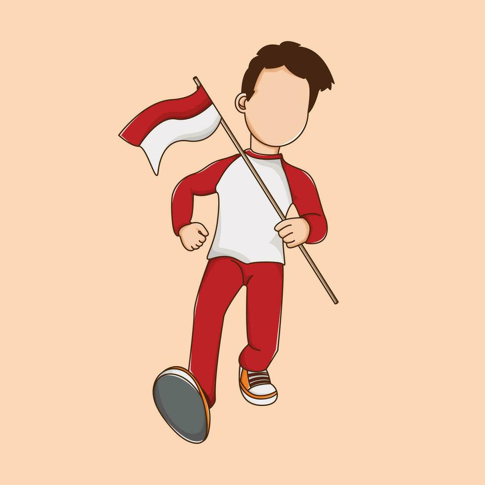 An illustration of a man carrying national flag. Flat isometric vector concept.